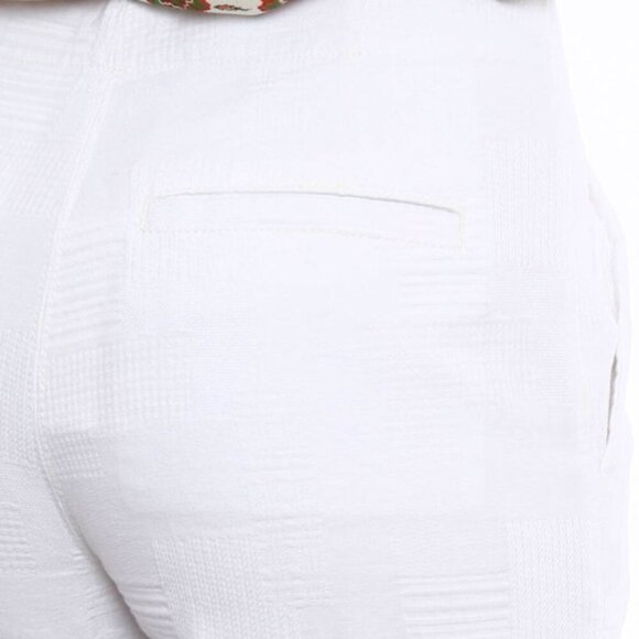 Tory Burch Wide Leg Crop Pant Womens 27 White Jacquard Cotton Culotte Summer - Picture 9 of 13